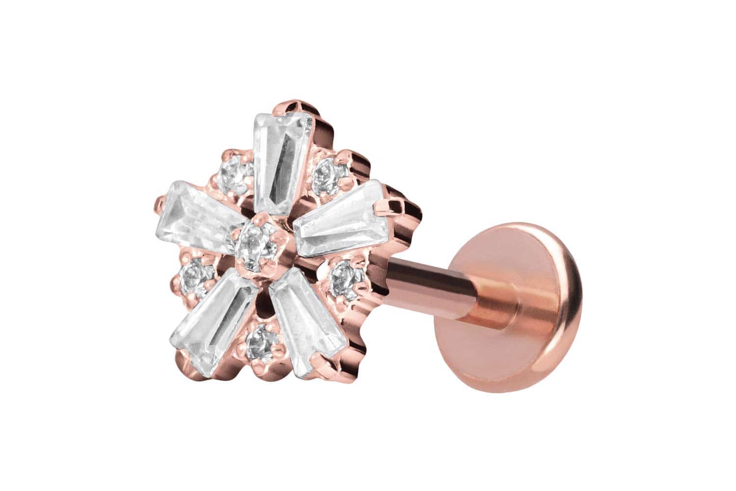 Titan Labret Piercing mit Push Fit SCHNEEFLOCKE